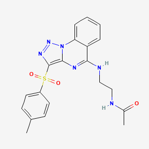 N-[2-[[3-(4-methylphenyl)sulfonyltriazolo[1,5-a]quinazolin-5-yl]amino]ethyl]acetamide