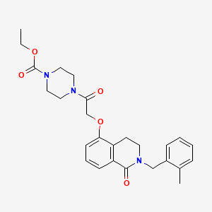 molecular formula C26H31N3O5 B2581042 4-(2-((2-(2-甲基苄基)-1-氧代-1,2,3,4-四氢异喹啉-5-基)氧基)乙酰)哌嗪-1-羧酸乙酯 CAS No. 850907-81-2