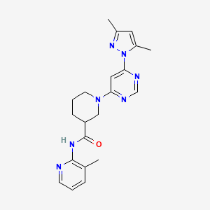 molecular formula C21H25N7O B2581045 1-(6-(3,5-二甲基-1H-吡唑-1-基)嘧啶-4-基)-N-(3-甲基吡啶-2-基)哌啶-3-甲酰胺 CAS No. 1334370-75-0
