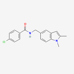 molecular formula C18H17ClN2O B2581046 4-氯代-N-((1,2-二甲基-1H-吲哚-5-基)甲基)苯甲酰胺 CAS No. 852137-38-3