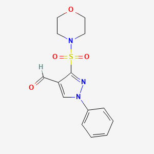 molecular formula C14H15N3O4S B2581047 3-(morpholine-4-sulfonyl)-1-phenyl-1H-pyrazole-4-carbaldehyde CAS No. 1353502-24-5