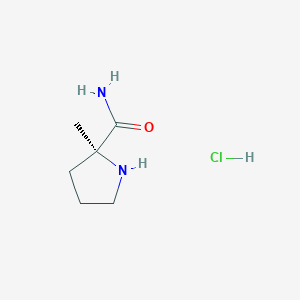molecular formula C6H13ClN2O B2581050 (S)-2-Methylpyrrolidine-2-carboxamide hydrochloride CAS No. 1262381-66-7