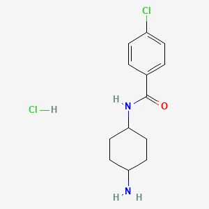 molecular formula C13H18Cl2N2O B2581051 N-[(1R*,4R*)-4-Aminocyclohexyl]-4-chlorobenzamide hydrochloride CAS No. 1286274-29-0