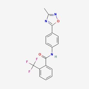molecular formula C17H12F3N3O2 B2581056 N-(4-(3-methyl-1,2,4-oxadiazol-5-yl)phenyl)-2-(trifluoromethyl)benzamide CAS No. 1226459-78-4