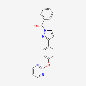 molecular formula C20H14N4O2 B2581057 phenyl{3-[4-(2-pyrimidinyloxy)phenyl]-1H-pyrazol-1-yl}methanone CAS No. 321998-88-3