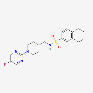 molecular formula C20H25FN4O2S B2581064 N-((1-(5-fluoropyrimidin-2-yl)piperidin-4-yl)methyl)-5,6,7,8-tetrahydronaphthalene-2-sulfonamide CAS No. 2034229-83-7