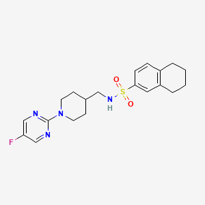 molecular formula C20H25FN4O2S B2581064 N-((1-(5-氟嘧啶-2-基)哌啶-4-基)甲基)-5,6,7,8-四氢萘-2-磺酰胺 CAS No. 2034229-83-7