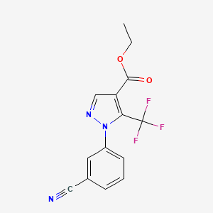 molecular formula C14H10F3N3O2 B2581067 ethyl 1-(3-cyanophenyl)-5-(trifluoromethyl)-1H-pyrazole-4-carboxylate CAS No. 338959-50-5
