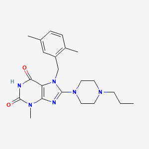 molecular formula C22H30N6O2 B2581068 7-[(2,5-Dimethylphenyl)methyl]-3-methyl-8-(4-propylpiperazin-1-yl)purine-2,6-dione CAS No. 878431-11-9