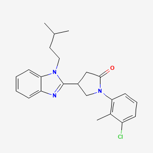 molecular formula C23H26ClN3O B2581073 1-(3-chloro-2-methylphenyl)-4-(1-isopentyl-1H-benzo[d]imidazol-2-yl)pyrrolidin-2-one CAS No. 847394-51-8