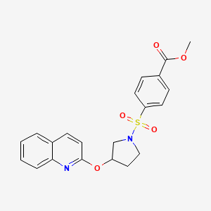 molecular formula C21H20N2O5S B2581077 Methyl 4-((3-(quinolin-2-yloxy)pyrrolidin-1-yl)sulfonyl)benzoate CAS No. 2034328-43-1