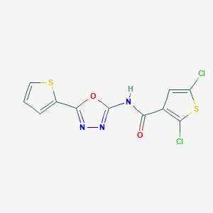 molecular formula C11H5Cl2N3O2S2 B2581085 2,5-dichloro-N-(5-(thiophen-2-yl)-1,3,4-oxadiazol-2-yl)thiophene-3-carboxamide CAS No. 865287-92-9