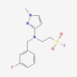 molecular formula C13H15F2N3O2S B2581091 2-[(3-Fluorophenyl)methyl-(1-methylpyrazol-3-yl)amino]ethanesulfonyl fluoride CAS No. 2411264-62-3