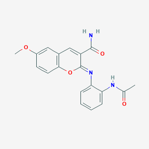 molecular formula C19H17N3O4 B2581092 (2Z)-2-{[2-(乙酰氨基)苯基]亚氨基}-6-甲氧基-2H-色烯-3-甲酰胺 CAS No. 1993663-01-6