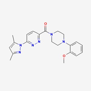 molecular formula C21H24N6O2 B2581103 (6-(3,5-二甲基-1H-吡唑-1-基)吡啶并嘧啶-3-基)(4-(2-甲氧基苯基)哌嗪-1-基)甲酮 CAS No. 1351614-44-2