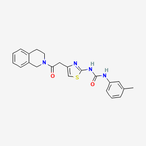 molecular formula C22H22N4O2S B2581104 1-(4-(2-(3,4-二氢异喹啉-2(1H)-基)-2-氧代乙基)噻唑-2-基)-3-(间甲苯基)脲 CAS No. 921484-56-2