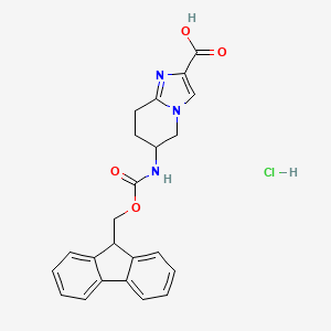 molecular formula C23H22ClN3O4 B2581112 6-(9H-Fluoren-9-ylmethoxycarbonylamino)-5,6,7,8-tetrahydroimidazo[1,2-a]pyridine-2-carboxylic acid;hydrochloride CAS No. 2375260-55-0