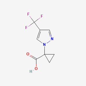 molecular formula C8H7F3N2O2 B2581115 OC(=O)C1(CC1)n1cc(cn1)C(F)(F)F CAS No. 1469286-24-5