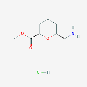 molecular formula C8H16ClNO3 B2581117 甲基(2S,6R)-6-(氨甲基)氧杂-2-羧酸盐；盐酸盐 CAS No. 2416219-09-3