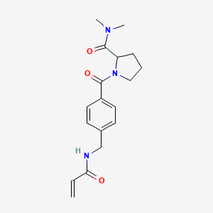 molecular formula C18H23N3O3 B2581120 N,N-Dimethyl-1-[4-[(prop-2-enoylamino)methyl]benzoyl]pyrrolidine-2-carboxamide CAS No. 2197299-14-0