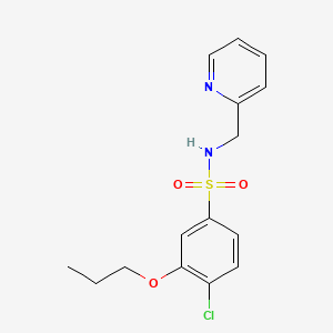 molecular formula C15H17ClN2O3S B2581121 4-氯-3-丙氧基-N-(吡啶-2-基甲基)苯磺酰胺 CAS No. 879049-25-9