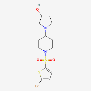 molecular formula C13H19BrN2O3S2 B2581142 1-(1-((5-Bromothiophen-2-yl)sulfonyl)piperidin-4-yl)pyrrolidin-3-ol CAS No. 2034377-24-5