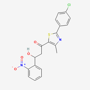 molecular formula C19H15ClN2O4S B2581145 1-[2-(4-Chlorophenyl)-4-methyl-1,3-thiazol-5-yl]-3-hydroxy-3-(2-nitrophenyl)propan-1-one CAS No. 478079-15-1