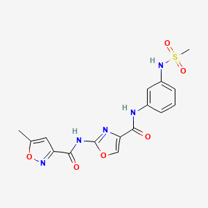 molecular formula C16H15N5O6S B2581151 5-methyl-N-(4-((3-(methylsulfonamido)phenyl)carbamoyl)oxazol-2-yl)isoxazole-3-carboxamide CAS No. 1428363-03-4