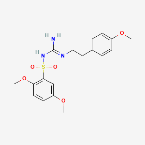 molecular formula C18H23N3O5S B2581154 N-(2,5-dimethoxybenzenesulfonyl)-N'-[2-(4-methoxyphenyl)ethyl]guanidine CAS No. 869075-44-5