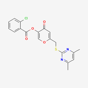 molecular formula C19H15ClN2O4S B2581158 [6-[(4,6-二甲基嘧啶-2-基)硫烷基甲基]-4-氧代吡喃-3-基] 2-氯苯甲酸酯 CAS No. 877635-63-7