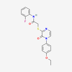 molecular formula C20H18FN3O3S B2581163 2-[4-(4-ethoxyphenyl)-3-oxopyrazin-2-yl]sulfanyl-N-(2-fluorophenyl)acetamide CAS No. 899945-29-0