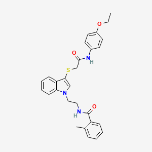 N-(2-(3-((2-((4-ethoxyphenyl)amino)-2-oxoethyl)thio)-1H-indol-1-yl)ethyl)-2-methylbenzamide