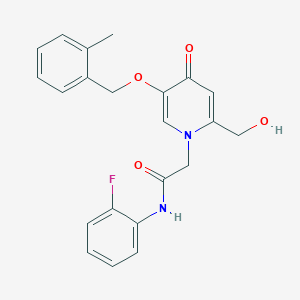 molecular formula C22H21FN2O4 B2581165 N-(2-fluorophenyl)-2-(2-(hydroxymethyl)-5-((2-methylbenzyl)oxy)-4-oxopyridin-1(4H)-yl)acetamide CAS No. 946228-02-0