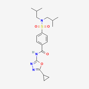 molecular formula C20H28N4O4S B2581167 4-[bis(2-methylpropyl)sulfamoyl]-N-(5-cyclopropyl-1,3,4-oxadiazol-2-yl)benzamide CAS No. 850936-01-5