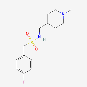 molecular formula C14H21FN2O2S B2581174 1-(4-フルオロフェニル)-N-[(1-メチルピペリジン-4-イル)メチル]メタンスルホンアミド CAS No. 953232-69-4