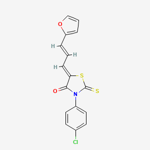 molecular formula C16H10ClNO2S2 B2581177 (Z)-3-(4-chlorophenyl)-5-((E)-3-(furan-2-yl)allylidene)-2-thioxothiazolidin-4-one CAS No. 849019-84-7
