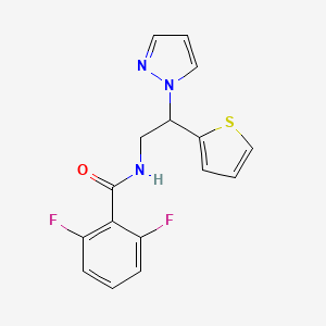 molecular formula C16H13F2N3OS B2581185 N-(2-(1H-pyrazol-1-yl)-2-(thiophen-2-yl)ethyl)-2,6-difluorobenzamide CAS No. 2034343-95-6