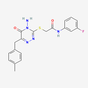 2-((4-amino-6-(4-methylbenzyl)-5-oxo-4,5-dihydro-1,2,4-triazin-3-yl)thio)-N-(3-fluorophenyl)acetamide