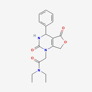 molecular formula C18H21N3O4 B2581194 2-(2,5-dioxo-4-phenyl-3,4,5,7-tetrahydrofuro[3,4-d]pyrimidin-1(2H)-yl)-N,N-diethylacetamide CAS No. 1775326-99-2