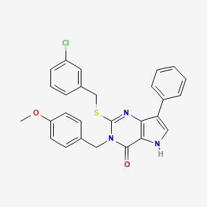 molecular formula C27H22ClN3O2S B2581201 2-((3-chlorobenzyl)thio)-3-(4-methoxybenzyl)-7-phenyl-3H-pyrrolo[3,2-d]pyrimidin-4(5H)-one CAS No. 2034555-95-6