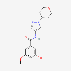 molecular formula C17H21N3O4 B2581204 3,5-dimethoxy-N-(1-(tetrahydro-2H-pyran-4-yl)-1H-pyrazol-4-yl)benzamide CAS No. 1448064-40-1