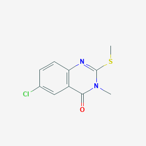 molecular formula C10H9ClN2OS B2581216 4(3H)-喹唑啉酮，6-氯-3-甲基-2-(甲硫基)- CAS No. 23070-08-8