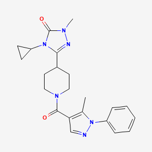 molecular formula C22H26N6O2 B2581221 4-cyclopropyl-1-methyl-3-(1-(5-methyl-1-phenyl-1H-pyrazole-4-carbonyl)piperidin-4-yl)-1H-1,2,4-triazol-5(4H)-one CAS No. 1797224-04-4