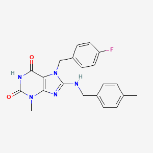 molecular formula C21H20FN5O2 B2581231 7-(4-fluorobenzyl)-3-methyl-8-((4-methylbenzyl)amino)-1H-purine-2,6(3H,7H)-dione CAS No. 505080-85-3