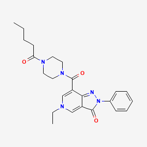 molecular formula C24H29N5O3 B2581236 5-ethyl-7-(4-pentanoylpiperazine-1-carbonyl)-2-phenyl-2H-pyrazolo[4,3-c]pyridin-3(5H)-one CAS No. 1040673-23-1