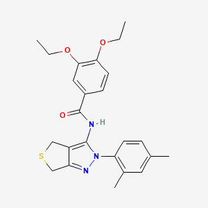 molecular formula C24H27N3O3S B2581253 N-[2-(2,4-dimethylphenyl)-4,6-dihydrothieno[3,4-c]pyrazol-3-yl]-3,4-diethoxybenzamide CAS No. 476458-35-2