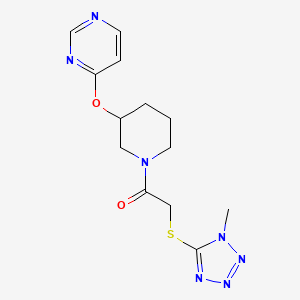 molecular formula C13H17N7O2S B2581254 2-((1-methyl-1H-tetrazol-5-yl)thio)-1-(3-(pyrimidin-4-yloxy)piperidin-1-yl)ethanone CAS No. 2034476-24-7