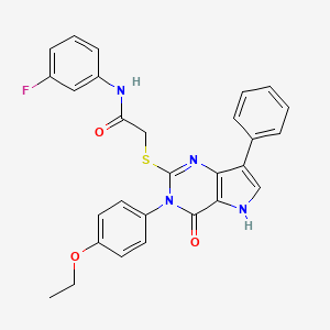 molecular formula C28H23FN4O3S B2581269 2-((3-(4-ethoxyphenyl)-4-oxo-7-phenyl-4,5-dihydro-3H-pyrrolo[3,2-d]pyrimidin-2-yl)thio)-N-(3-fluorophenyl)acetamide CAS No. 2034573-98-1