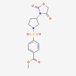 molecular formula C15H16N2O7S B2581275 Methyl 4-((3-(2,4-dioxooxazolidin-3-yl)pyrrolidin-1-yl)sulfonyl)benzoate CAS No. 1904133-86-3