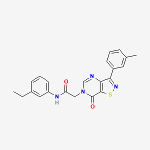 molecular formula C22H20N4O2S B2581282 2-[2-(4-chlorophenyl)-4-oxo-3,4-dihydro-5H-pyrido[2,3-b][1,4]diazepin-5-yl]-N-(3,4,5-trimethoxyphenyl)acetamide CAS No. 1113121-46-2